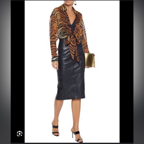 ALEXANDRE VAUTHIER Tie-front Tiger-print Silk-chiffon size 38 NEW NEVER WORN - Picture 3 of 16